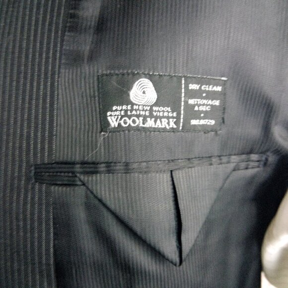 Apt. 9 Wool Blend 38R 3 Button Black Pinstripe Suit Blazer Jacket - Picture 10 of 13